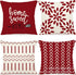 Christmas Snowman Reindeer Gloves Eucalyptus Throw Pillow Covers, 18 X 18 Inch Winter Holiday Stripes Cushion Case Decoration For Sofa Couch Set Of 4